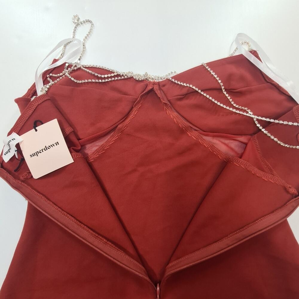 Superdown Jaxie Diamond Mini Dress in Rust Medium - Picture 7 of 9